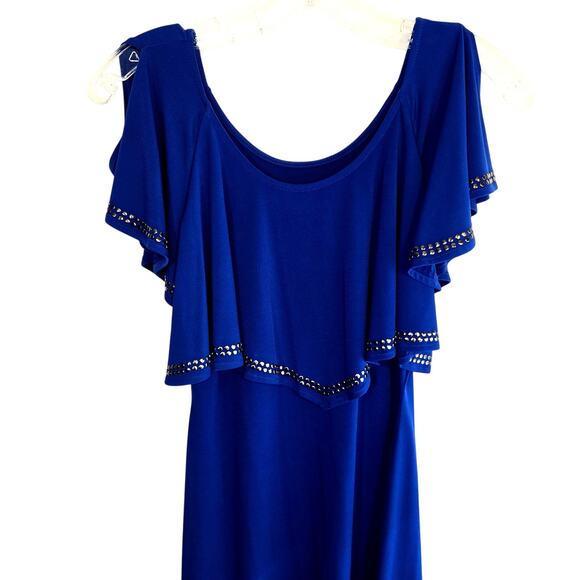 GUESS Small Blue Ruffle Women's Open Sleeve Sun Dress Miss Size 4 6 S - Picture 1 of 5
